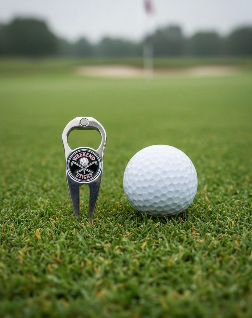 Silver Retro Divot Tool & Ball Marker